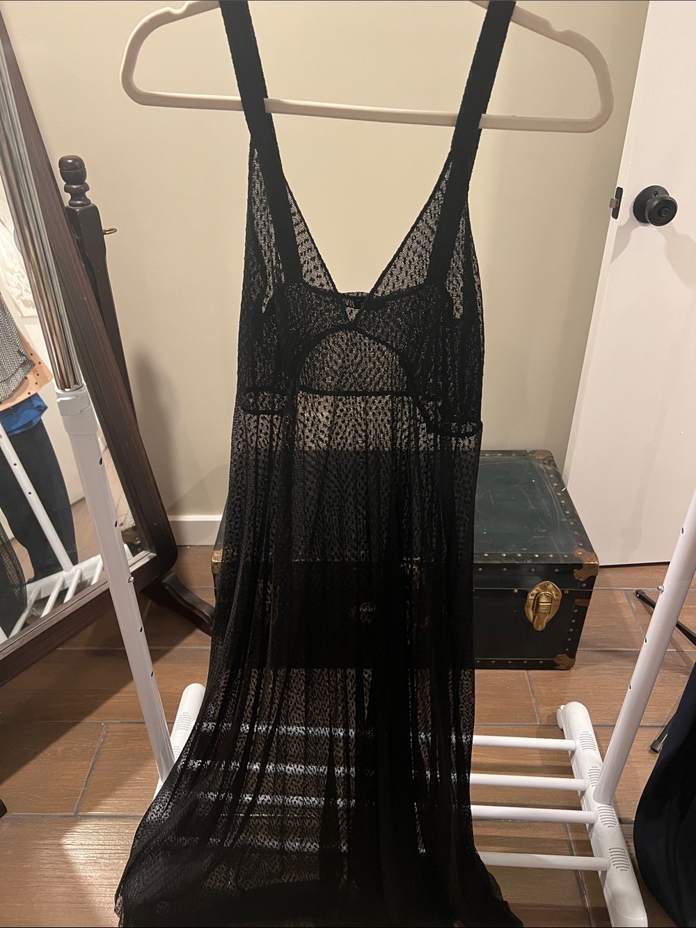 Zara Black Sheer Knit Swim Cover-Up Dress